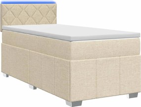 vidaXL Κρεβάτι box spring με στρώμα Κρεμ 80 x 200 cm Ύφασμα