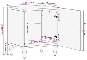 ΚΟΜΟΔΙΝΑ 2 ΤΕΜ. 40 X 33 X 46 ΕΚ. ΑΠΟ ΜΑΣΙΦ ΞΥΛΟ ΜΑΝΓΚΟ 358245