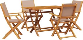 vidaXL Σετ Τραπεζαρίας Κήπου 5 τεμ. Taupe Ύφασμα/Μασίφ Πεύκου