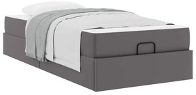 vidaXL Σκελετός κρεβατιού με στρώμα Γκρι 90 x 200 cm Τεχνητό δέρμα