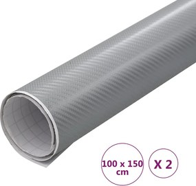 vidaXL Μεμβράνες Αυτοκινήτου 4D 2 τεμ. Ασημί 100 x 150 εκ.