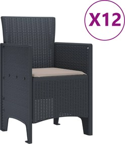 vidaXL Σέτ φαγητού για κήπο 13 pcs Ανθρακί Rattan Polt