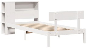 vidaXL Κρεβάτι Βιβλιοθήκη Χωρίς Στρώμα Λευκό 75x190 εκ Μασίφ Πεύκο