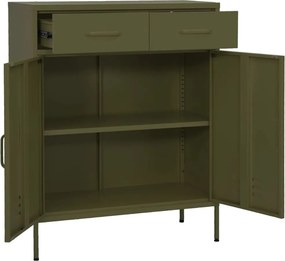 vidaXL Ντουλάπι Αποθήκευσης Πράσινο Λαδί 80x35x101,5 εκ. από Ατσάλι
