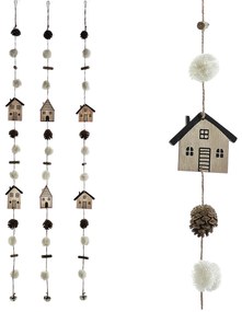 Χριστουγεννιάτικη Κρεμαστή Διακόσμηση Με Κουκουνάρια 100cm Σε 3 Σχέδια