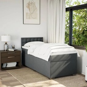 vidaXL Κρεβάτι Boxspring με Στρώμα Σκούρο Γκρι 90x200 εκ. Υφασμάτινο