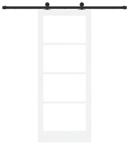 vidaXL Συρόμενη Πόρτα Χειροκίνητος Λευκό 86 x 211 cm Ξύλο και μέταλλο