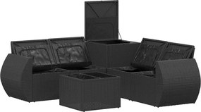 vidaXL Σετ Καναπέ 6 τμχ. Μαύρο 55 x 55 x 37 εκ Πολυ-ρακί και Χάλυβας