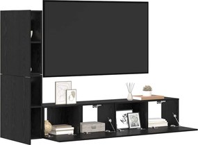 vidaXL Τηλεοπτική Κάβα Τοίχου 2 pcs Μαύρη Οξυά Επεξεργασμένο ξύλο