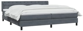 vidaXL Κρεβάτι Boxspring με Στρώμα Σκούρο Γκρι 180x210 εκ. Βελούδινο