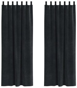 vidaXL Κουρτίνες με κουρτίνες 2 pcs Μαύρο 140 x 225 cm Βελούδο
