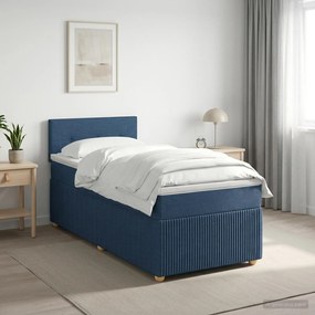 vidaXL Κρεβάτι box spring με στρώμα Μπλε 80 x 200 cm Ύφασμα
