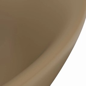 vidaXL Νιπτήρας με Υπερχείλιση Οβάλ Κρεμ Ματ 58,5x39 εκ. Κεραμικός