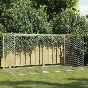 vidaXL Κλουβί σκύλου Ασημί 400 x 200 x 256 εκ Επικαλυμμένος Χάλυβας