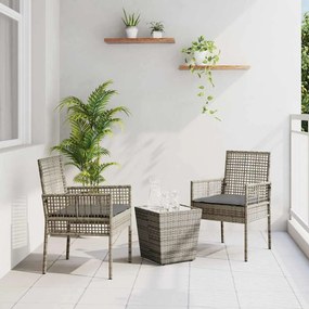 vidaXL Σετ Μπιστρό Κήπου 3 pcs Γκρι Πολυ ράταν