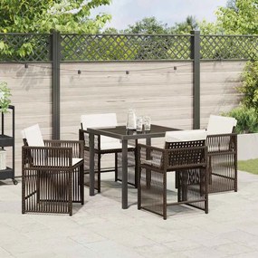 vidaXL Σέτ φαγητού για κήπο 5 pcs Καφέ συνθετικό ρατάν