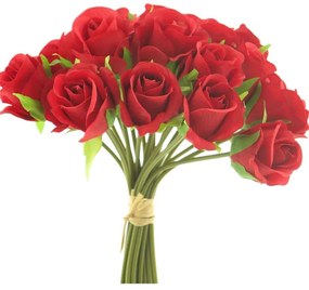 Τεχνητό Μπουκέτο Τριαντάφυλλο 9531-7 20x23cm Red Supergreens Πολυέστερ