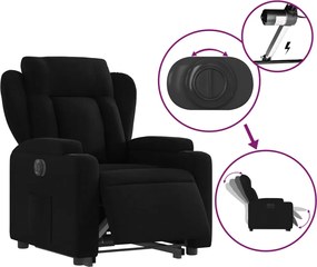 vidaXL Πολυθρόνα Ηλεκτρική Ανακλινόμενη με Ανύψωση Μαύρη Υφασμάτινη