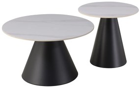 ΤΡΑΠΕΖΙΑ ΣΑΛΟΝΙΟΥ RIDGE HM18266.01 ΚΕΡΑΜΙΚΑ TOP ΜΕ ΟΨΗ ΛΕΥΚΟΥ ΜΑΡΜΑΡΟΥ Φ50εκ &amp; Φ70εκ