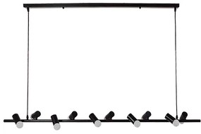01242 GloboStar® GLOBOSTAR® ALFREDA 01242 Μοντέρνο Κρεμαστό Φωτιστικό Οροφής με Ντουί 10 x E27 AC 220-240V IP20 - Μαύρο - Μ140 x Π18 x Υ7cm