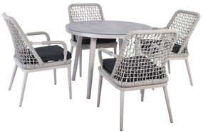 CENTRAL Set Τραπεζαρία Κήπου ALU &amp; Rope Grey-Μαξιλ.Ανθρακί: Τραπέζι Φ100cm   4 Πολυθρόνες  Table:Φ100x75 Chair:61x65x90cm [-Γκρι-] [-Αλουμίνιο/Wicker-] Ε6841