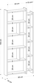 Βιβλιοθήκη - Momo - Χρώμα Δρυς - 65x15x150εκ