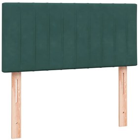 vidaXL Box Spring κρεβάτι με στρώμα σκούρο πράσινο 80x220εκ. Βελούδινο