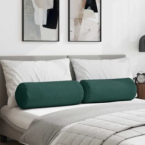 vidaXL Μαξιλάρια Στήριγμα 2 pcs Σκούρο Πράσινο Ø 25 x 70 cm ύφασμα