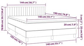 vidaXL Κρεβάτι Boxspring με Στρώμα Σκούρο Καφέ 140x190 εκ. Υφασμάτινο