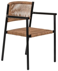 Πολυθρόνα Κήπου INGA Μαύρο/Φυσικό Αλουμίνιο/Rattan 55.5x50x77.5cm - 14840007 - 14840007