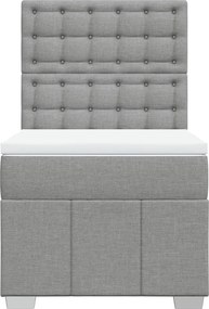 vidaXL Κρεβάτι Boxspring με Στρώμα Ανοιχτό Γκρι 90x190 εκ. Υφασμάτινο