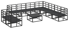 vidaXL Σετ Καναπέ Κήπου 10 pcs Μαύρο 70 x 70 x 32 εκ Αλουμίνιο