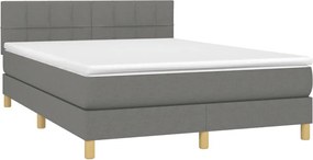 vidaXL Κρεβάτι Boxspring με Στρώμα Σκούρο Γκρι 140x190 εκ. Υφασμάτινο