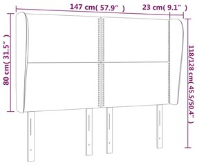 Κεφαλάρι με Πτερύγια Μαύρο 147x23x118/128 εκ. Υφασμάτινο 3117816