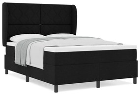 vidaXL Κρεβάτι Box Spring με Στρώμα - Μαύρο, 140x190 εκ., Ύφασμα