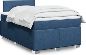 vidaXL Κρεβάτι Boxspring με Στρώμα Μπλε 120x200 εκ. Υφασμάτινο