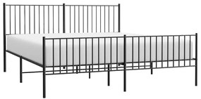 vidaXL Πλαίσιο Κρεβατιού με Κεφαλάρι&amp;Ποδαρικό Μαύρο 183x213εκ. Μέταλλο