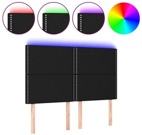 vidaXL Κεφαλάρι Κρεβατιού LED Μαύρο 144x5x118/128 εκ. Υφασμάτινο
