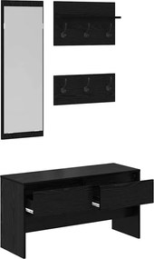 vidaXL Σετ επίπλων χωλ με συρτάρι 4 pcs Μαύρη Οξυά Επεξεργασμένο ξύλο