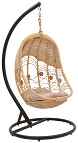 Intrahome Κούνια Labreone Intrahome rattan φυσική απόχρωση -μαύρο μέταλλο-μπεζ μαξιλάρι 82x82x200εκ | SKU: INTRAPA-455111118