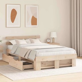 vidaXL Κρεβάτι με Συρτάρια - 135x190 εκ. - Μασίφ ξύλο πεύκου