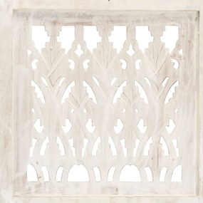 vidaXL Παραβάν Σκαλιστό στο Χέρι 3 Πάνελ Λευκό 120x165 εκ. Ξύλο Μάνγκο