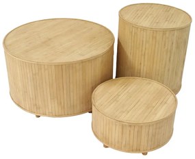 RIBBONS SIDE TABLE SET 3ΤΕΜ ΦΥΣΙΚΟ 61x61xH34cm - 04-1161