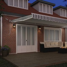 vidaXL Τέντα Πτυσσόμενη Αυτόματη με LED Ανθρακί / Λευκή 600x300 εκ.
