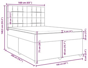 Κρεβάτι Boxspring με Στρώμα Αν. Πράσινο 160x200εκ Υφασμάτινο - Γκρι