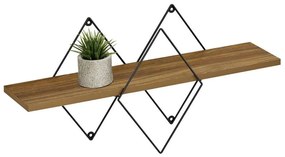 Ράφι Επιτοίχιο Chantria HM8934.11 60x14x36cm Oak-Black Melamine, Metal