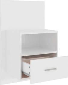 vidaXL Κομοδίνο Επιτοίχιο Γυαλιστερό Λευκό