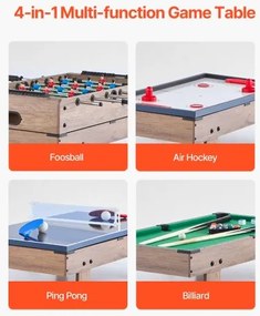 VEVOR 82cm Air Hockey Table 4-in-1 Combo Game Table Foosball Ping Pong Billiard