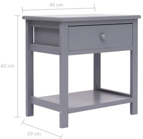vidaXL Κομοδίνα 2 τεμ. Γκρι 40 x 29 x 42 εκ. από Ξύλο Παυλώνιας