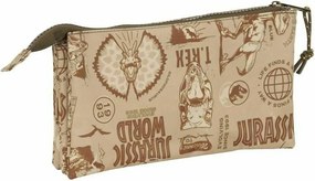 Τριπλή Κασετίνα Jurassic World Μπεζ 22 x 12 x 3 cm